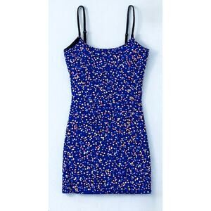 multi color sequined mini dress bodycon stretch  S.M